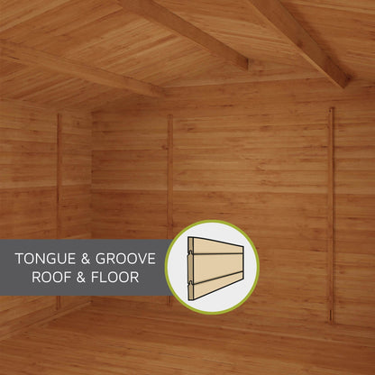 Mercia Elite 10' 3" x 13' 7" Apex Log Cabin - Premium 44mm Cladding Loglap - White UPVC