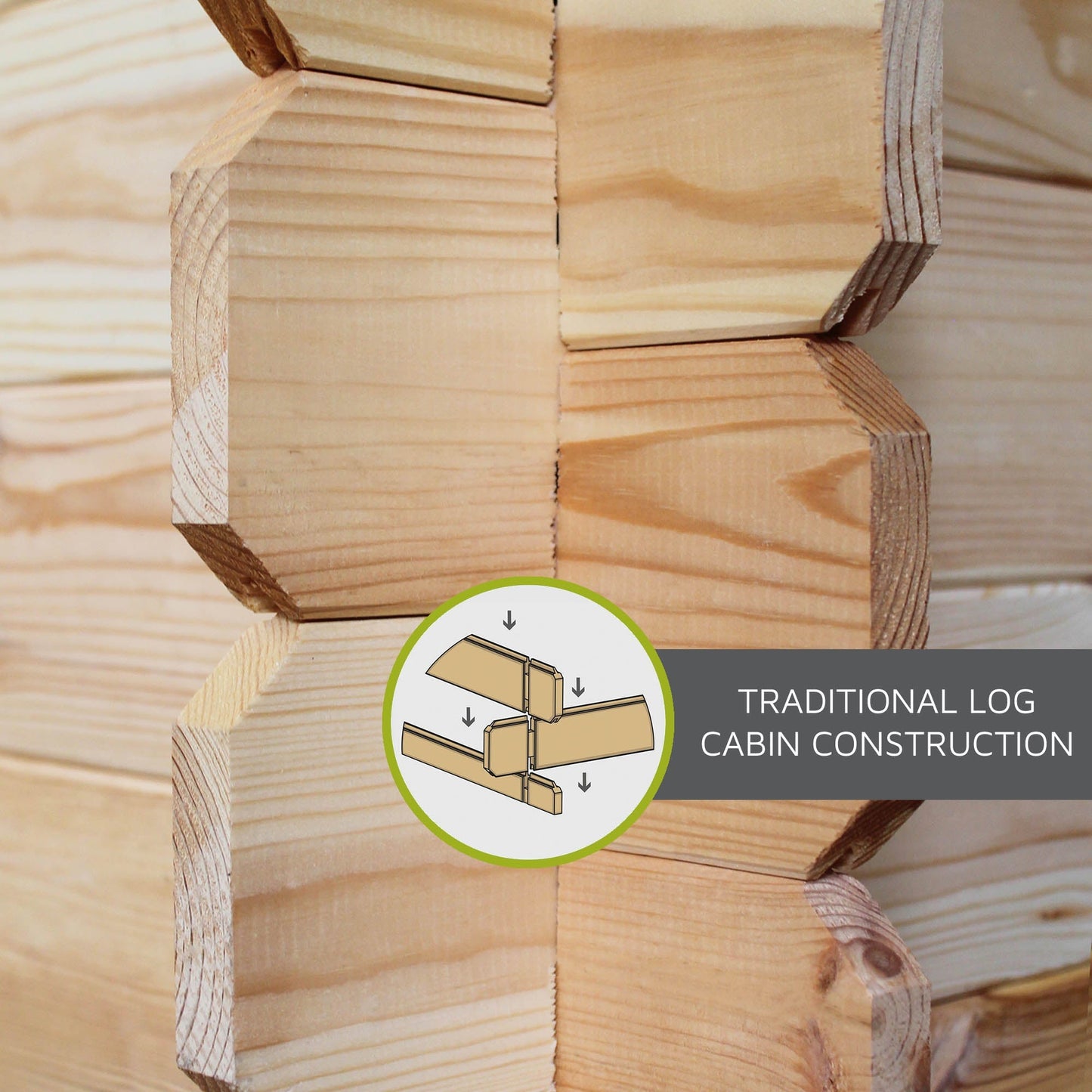 Mercia Studio 10' 11" x 19' 4" Pent Log Cabin Slatted - Premium 44mm Cladding Loglap - White UPVC