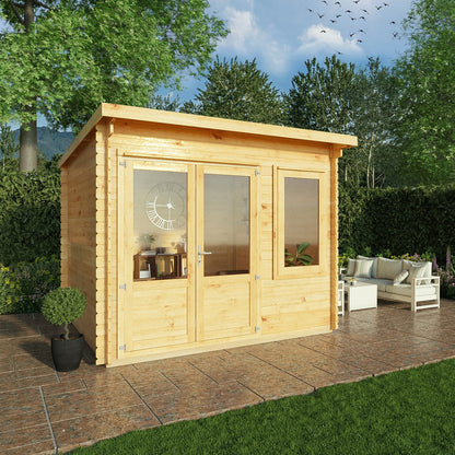 Mercia Elite 10' 11" x 9' 11" Pent Log Cabin - Premium 28mm Cladding Loglap
