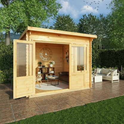 Mercia Elite 10' 11" x 9' 11" Pent Log Cabin - Premium 28mm Cladding Loglap