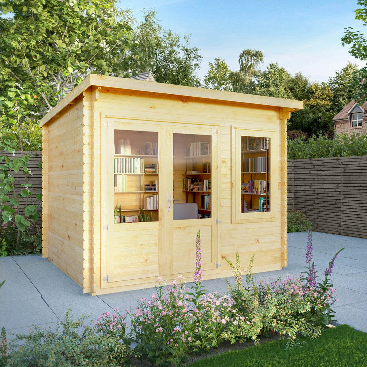 Mercia Elite 10' 11" x 9' 11" Pent Log Cabin - Premium 28mm Cladding Loglap