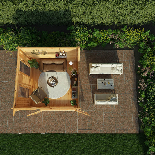 Mercia Studio 10' 11" x 9' 11" Pent Log Cabin - Premium 28mm Cladding Loglap