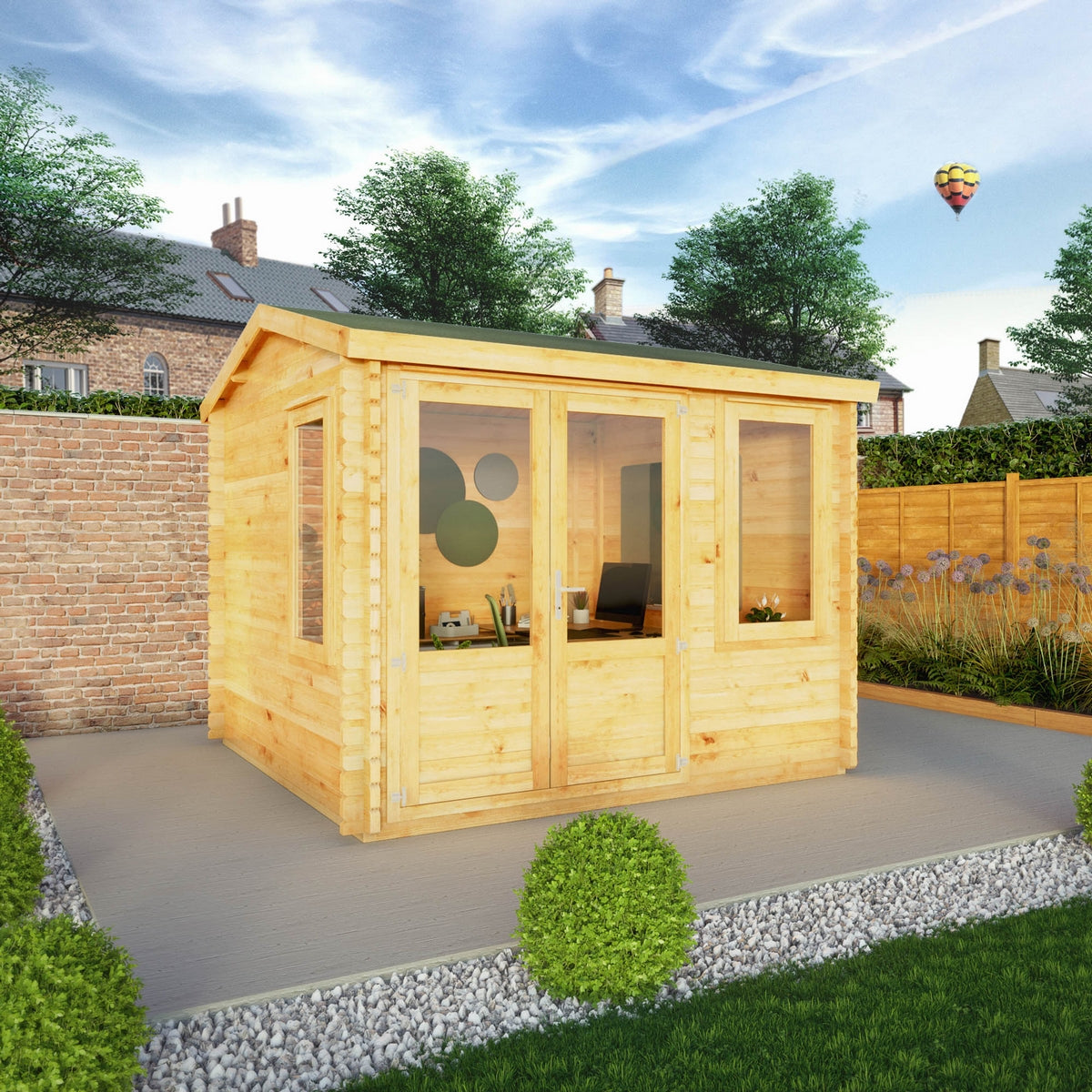 Mercia Elite 10' 3" x 9' 11" Reverse Apex Log Cabin - Premium 28mm Cladding Loglap