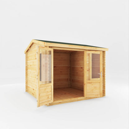 Mercia Elite 10' 3" x 9' 11" Reverse Apex Log Cabin - Premium 28mm Cladding Loglap