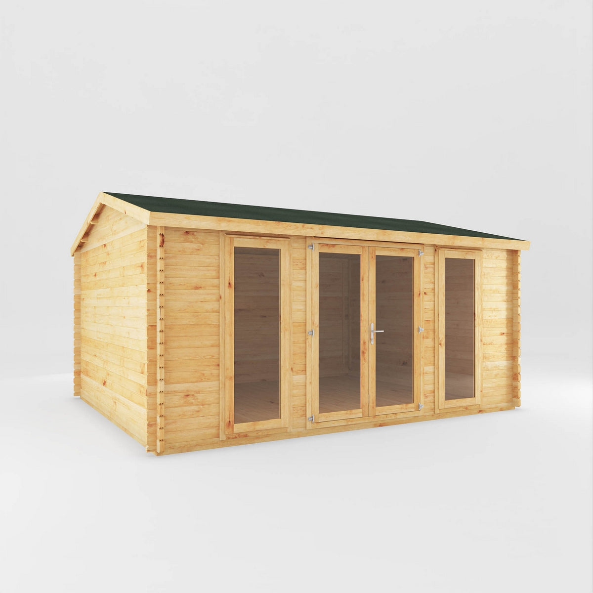 Mercia Studio 13' 7" x 16' 6" Apex Log Cabin - Premium 28mm Cladding Loglap