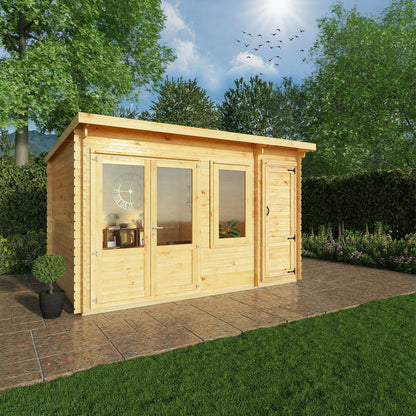 Mercia Elite 10' 11" x 13' 6" Pent Log Cabin - Premium 28mm Cladding Loglap