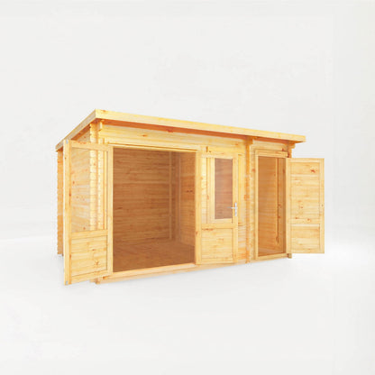 Mercia Elite 10' 11" x 13' 6" Pent Log Cabin - Premium 28mm Cladding Loglap