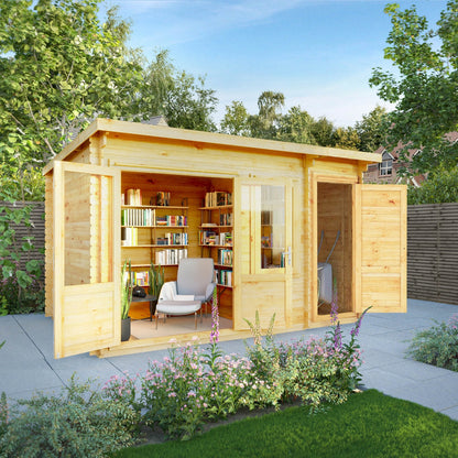 Mercia Elite 10' 11" x 13' 6" Pent Log Cabin - Premium 28mm Cladding Loglap