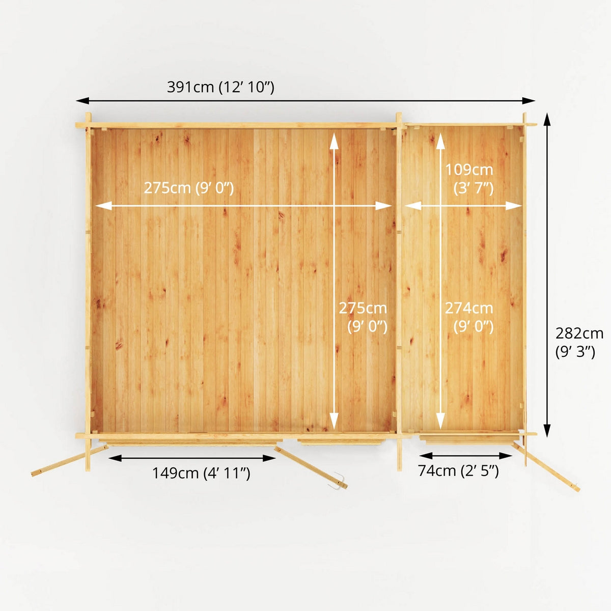Mercia Elite 10' 11" x 13' 6" Pent Log Cabin - Premium 28mm Cladding Loglap