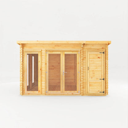 Mercia Studio 10' 11" x 13' 6" Pent Cabin with Shed - Premium 28mm Cladding Loglap