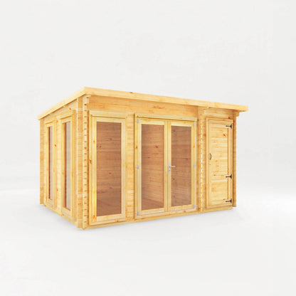 Mercia Studio 10' 11" x 13' 6" Pent Cabin with Shed - Premium 28mm Cladding Loglap
