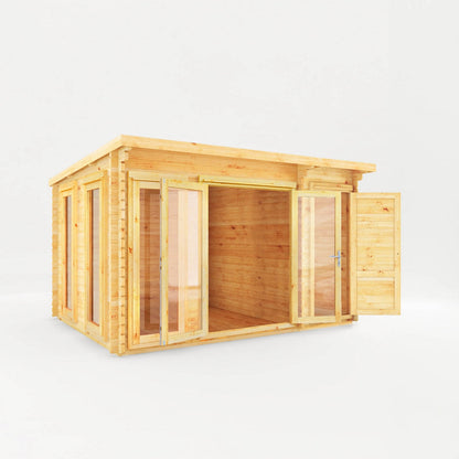 Mercia Studio 10' 11" x 13' 6" Pent Cabin with Shed - Premium 28mm Cladding Loglap