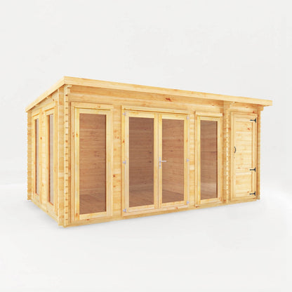 Mercia Studio 10' 11" x 16' 10" Pent Cabin with Shed - Premium 28mm Cladding Loglap