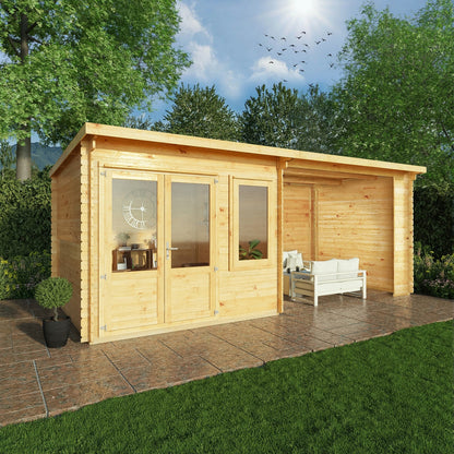 Mercia Elite 10' 11" x 19' 4" Pent Log Cabin - Premium 28mm Cladding Loglap