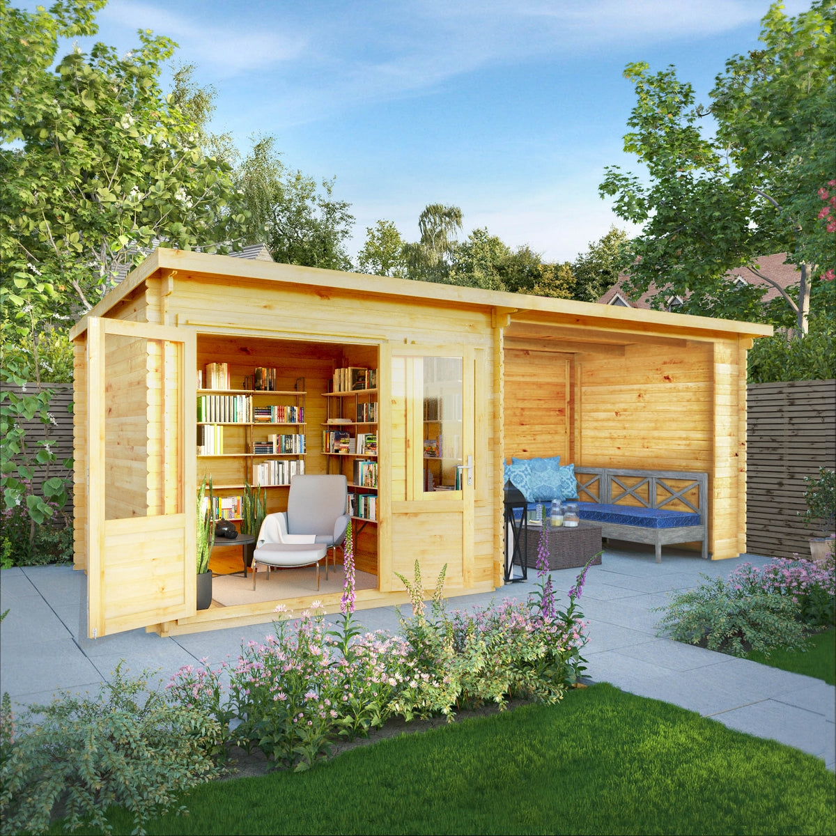Mercia Elite 10' 11" x 19' 4" Pent Log Cabin - Premium 28mm Cladding Loglap