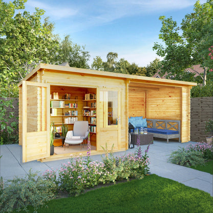 Mercia Elite 10' 11" x 19' 4" Pent Log Cabin - Premium 28mm Cladding Loglap