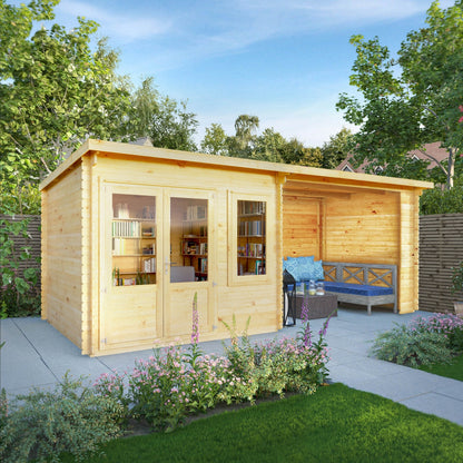 Mercia Elite 10' 11" x 19' 4" Pent Log Cabin - Premium 28mm Cladding Loglap