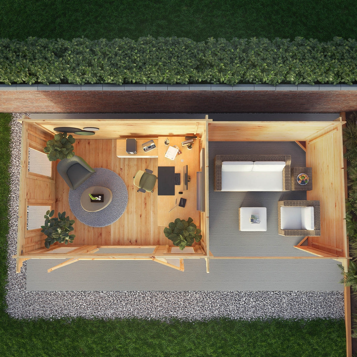 Mercia Studio 10' 11" x 22' 8" Pent Log Cabin - Premium 28mm Cladding Loglap