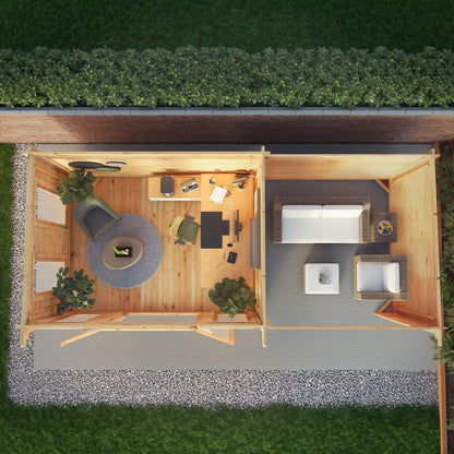 Mercia Studio 10' 11" x 22' 8" Pent Log Cabin - Premium 28mm Cladding Loglap