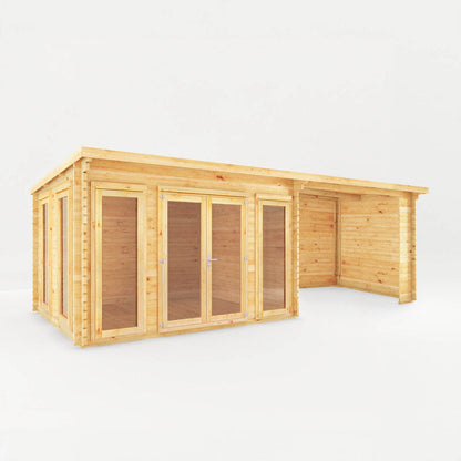 Mercia Studio 10' 11" x 22' 8" Pent Log Cabin - Premium 28mm Cladding Loglap
