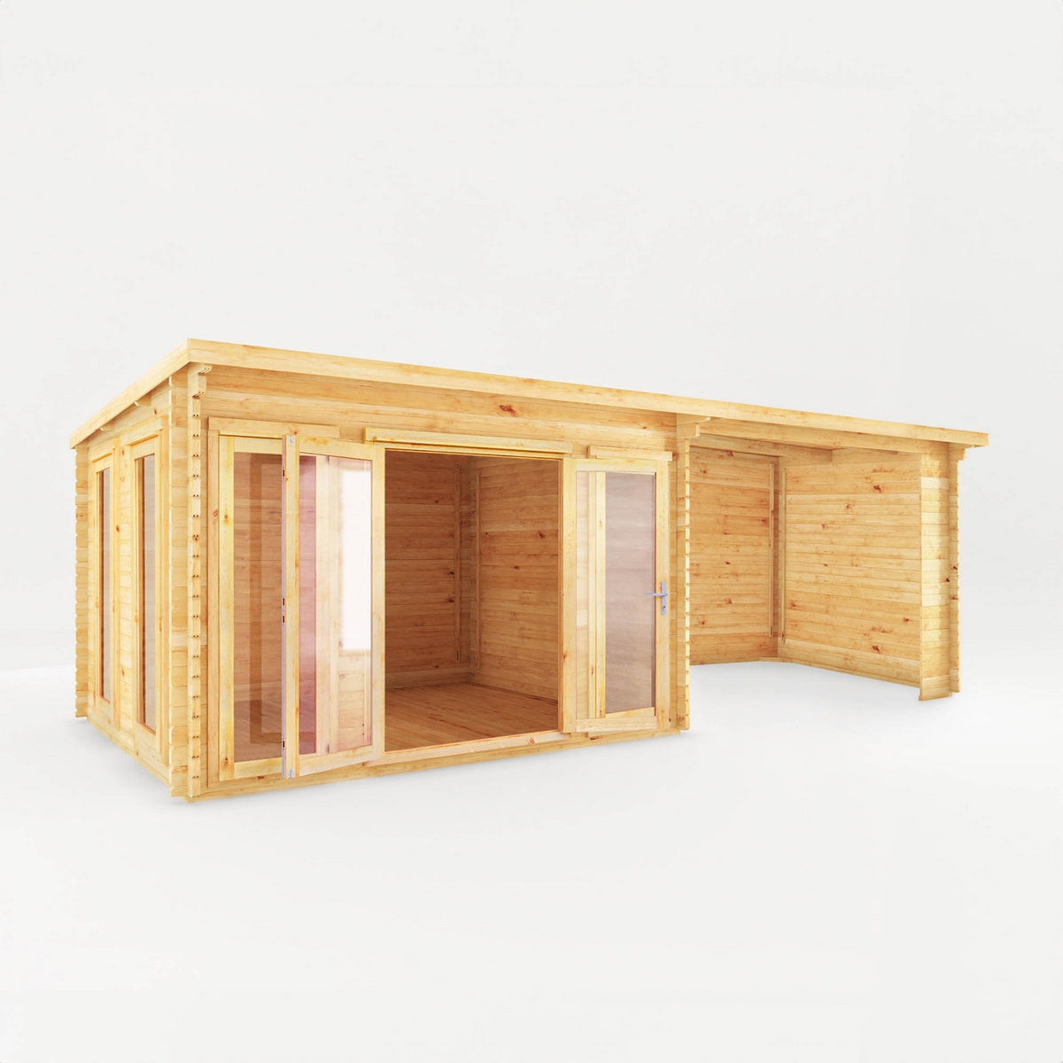 Mercia Studio 10' 11" x 22' 8" Pent Log Cabin - Premium 28mm Cladding Loglap
