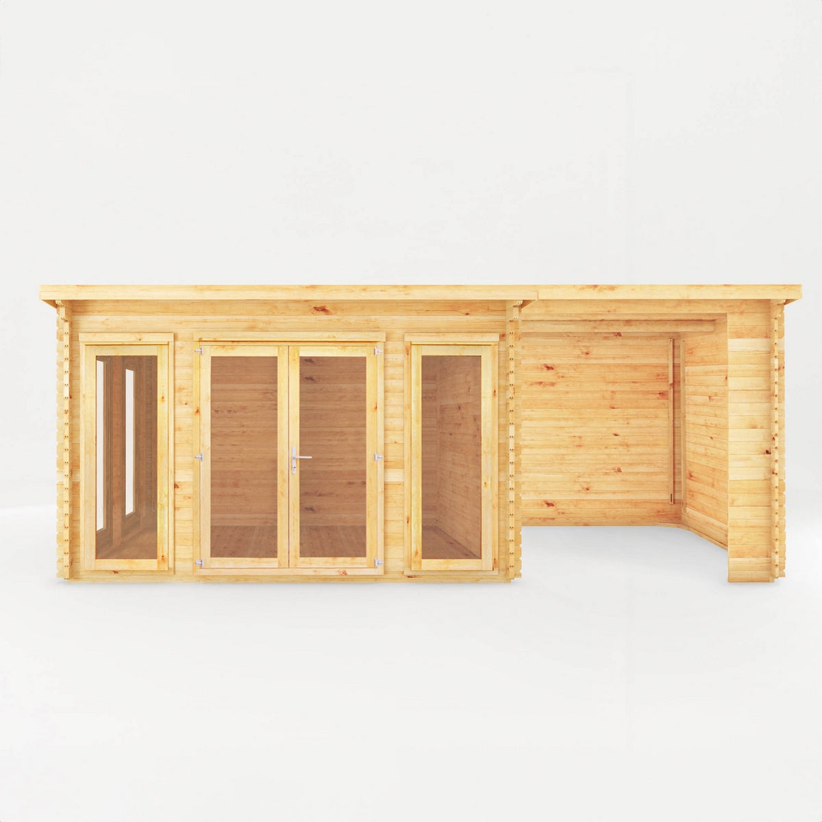 Mercia Studio 10' 11" x 22' 8" Pent Log Cabin - Premium 28mm Cladding Loglap