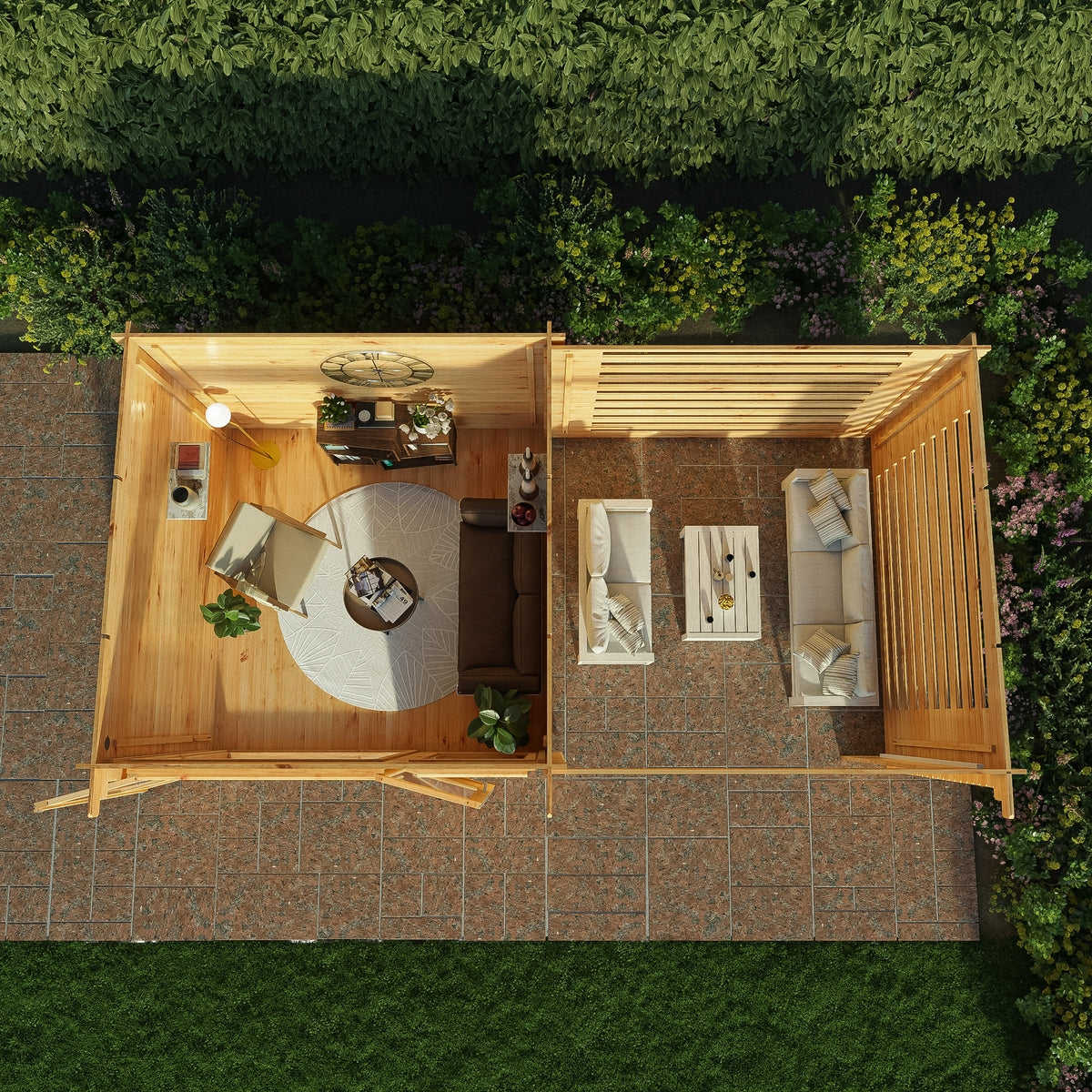 Mercia Elite 10' 11" x 19' 4" Pent Log Cabin Slatted - Premium 28mm Cladding Loglap