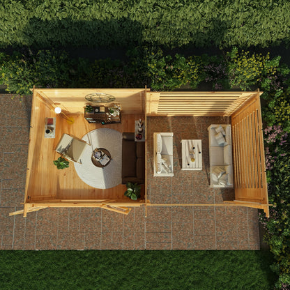 Mercia Elite 10' 11" x 19' 4" Pent Log Cabin Slatted - Premium 28mm Cladding Loglap