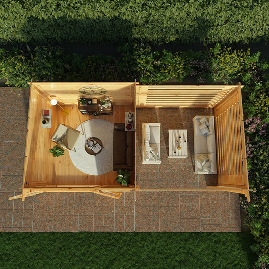 Mercia Elite 10' 11" x 19' 4" Pent Log Cabin Slatted - Premium 28mm Cladding Loglap