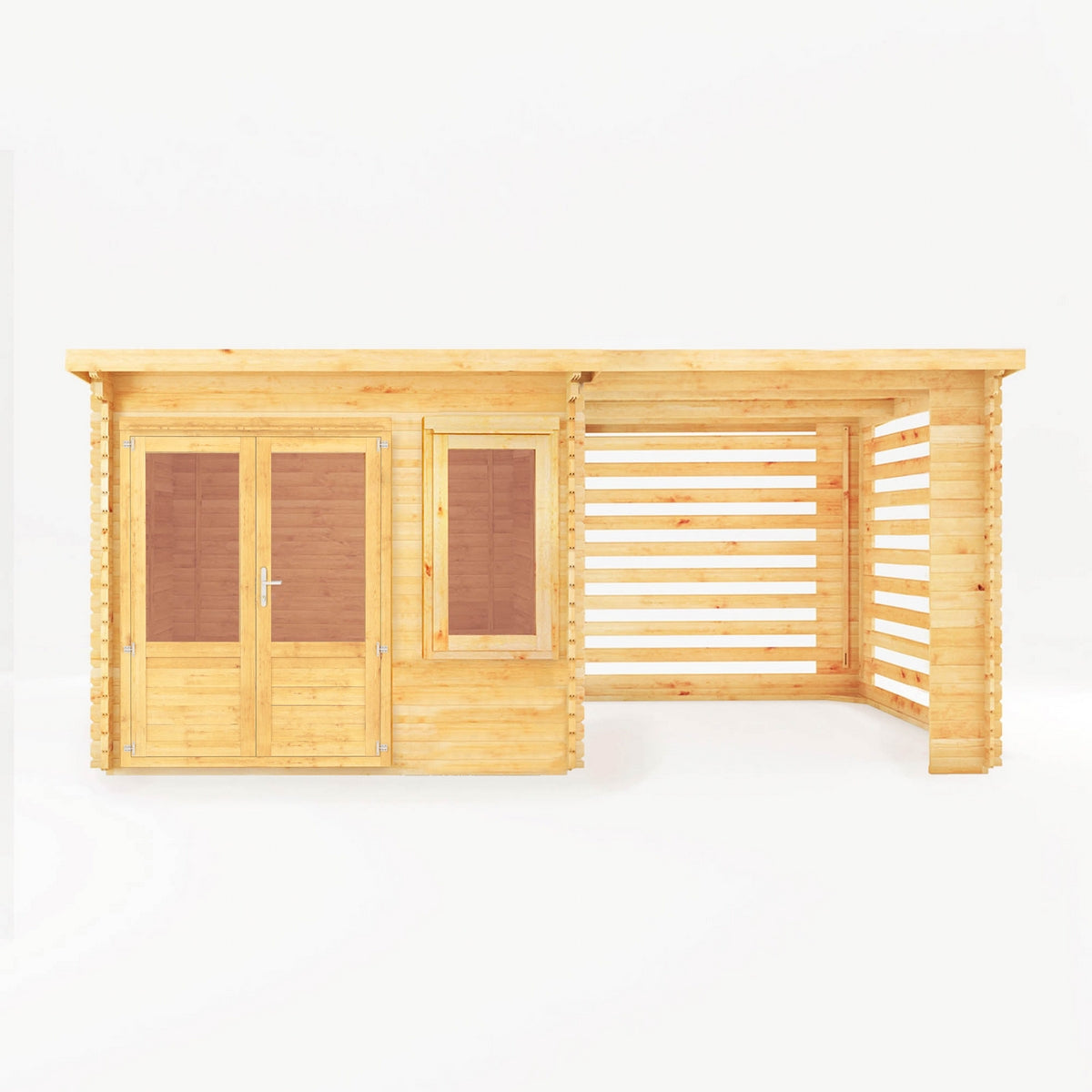 Mercia Elite 10' 11" x 19' 4" Pent Log Cabin Slatted - Premium 28mm Cladding Loglap