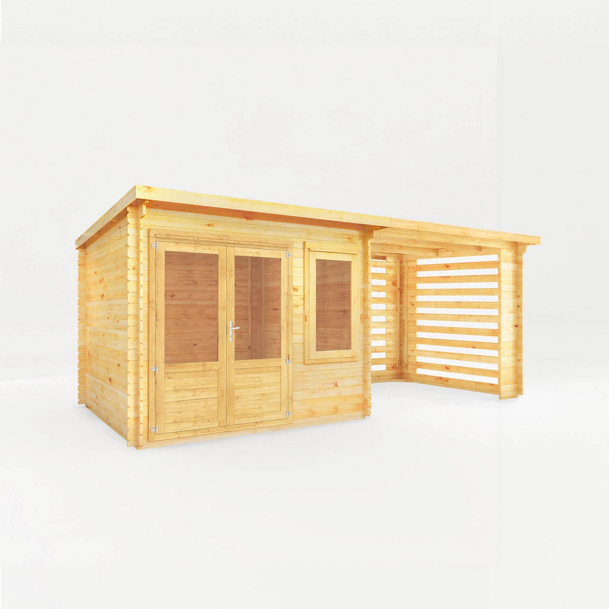 Mercia Elite 10' 11" x 19' 4" Pent Log Cabin Slatted - Premium 28mm Cladding Loglap
