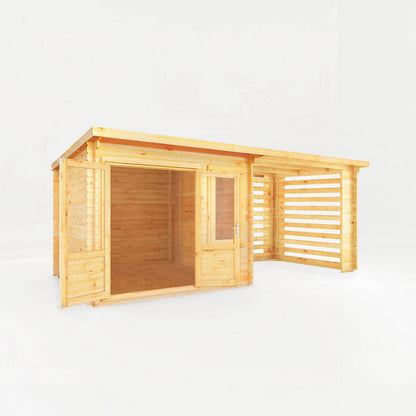 Mercia Elite 10' 11" x 19' 4" Pent Log Cabin Slatted - Premium 28mm Cladding Loglap