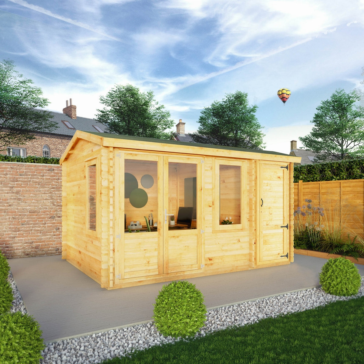 Mercia Elite 10' 3" x 13' 7" Pent Log Cabin - Premium 28mm Cladding Loglap