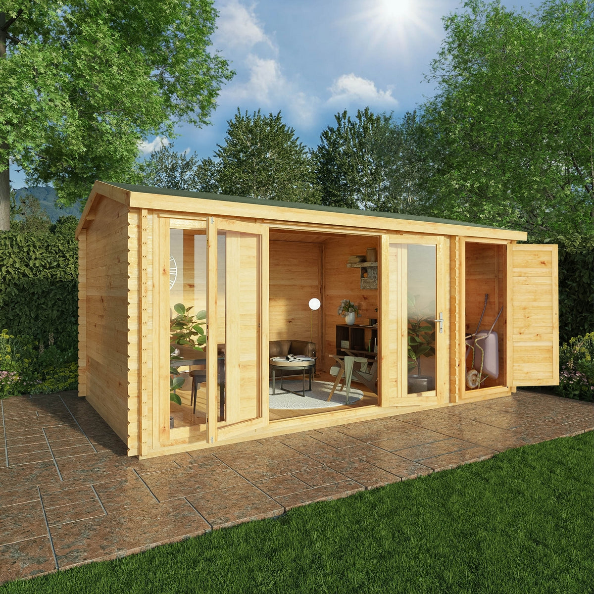 Mercia Studio 10' 3" x 16' 11" Apex Log Cabin - Premium 28mm Cladding Loglap