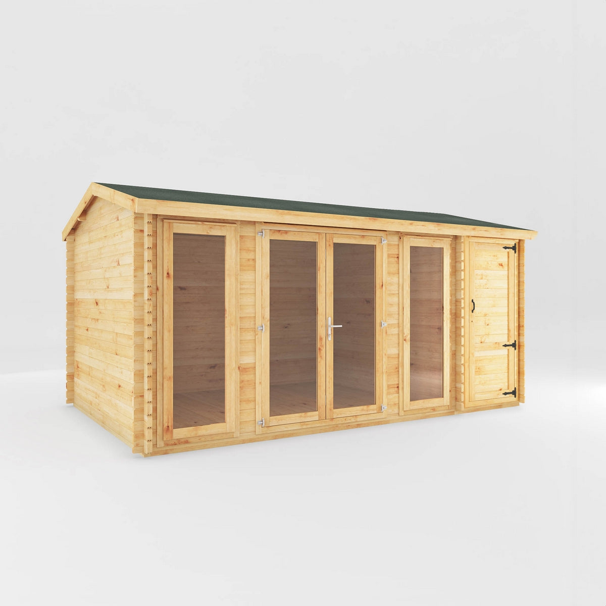 Mercia Studio 10' 3" x 16' 11" Apex Log Cabin - Premium 28mm Cladding Loglap