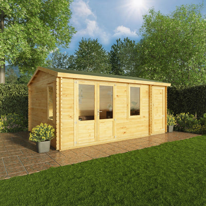 Mercia Elite 13' 7" x 16' 11" Apex Log Cabin - Premium 28mm Cladding Loglap