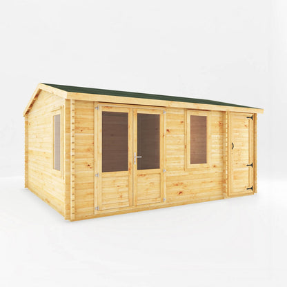 Mercia Elite 13' 7" x 16' 11" Apex Log Cabin - Premium 28mm Cladding Loglap