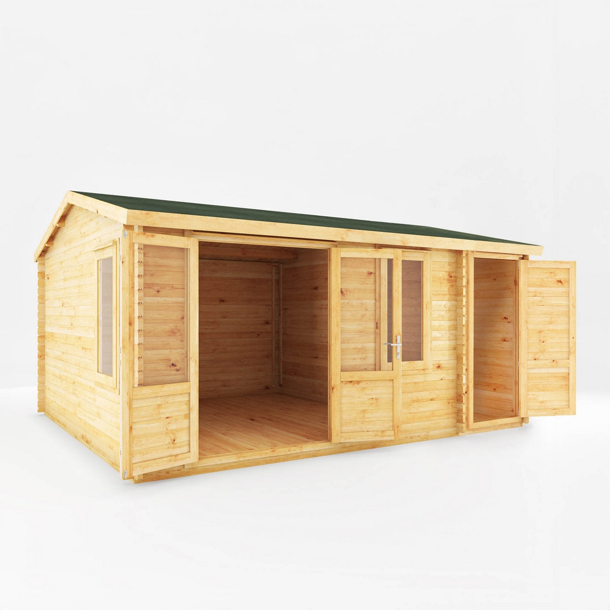 Mercia Elite 13' 7" x 16' 11" Apex Log Cabin - Premium 28mm Cladding Loglap