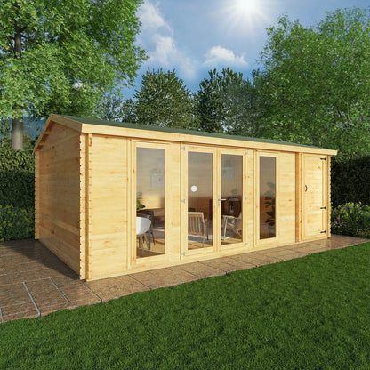 Mercia Studio 13' 7" x 20' 2" Apex Log Cabin - Premium 28mm Cladding Loglap