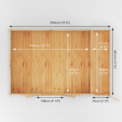 Mercia Studio 13' 7" x 20' 2" Apex Log Cabin - Premium 28mm Cladding Loglap