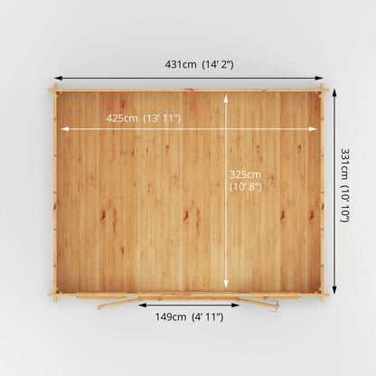 Mercia Studio 11' 11" x 14' 10" Apex Log Cabin - Premium 28mm Cladding Loglap