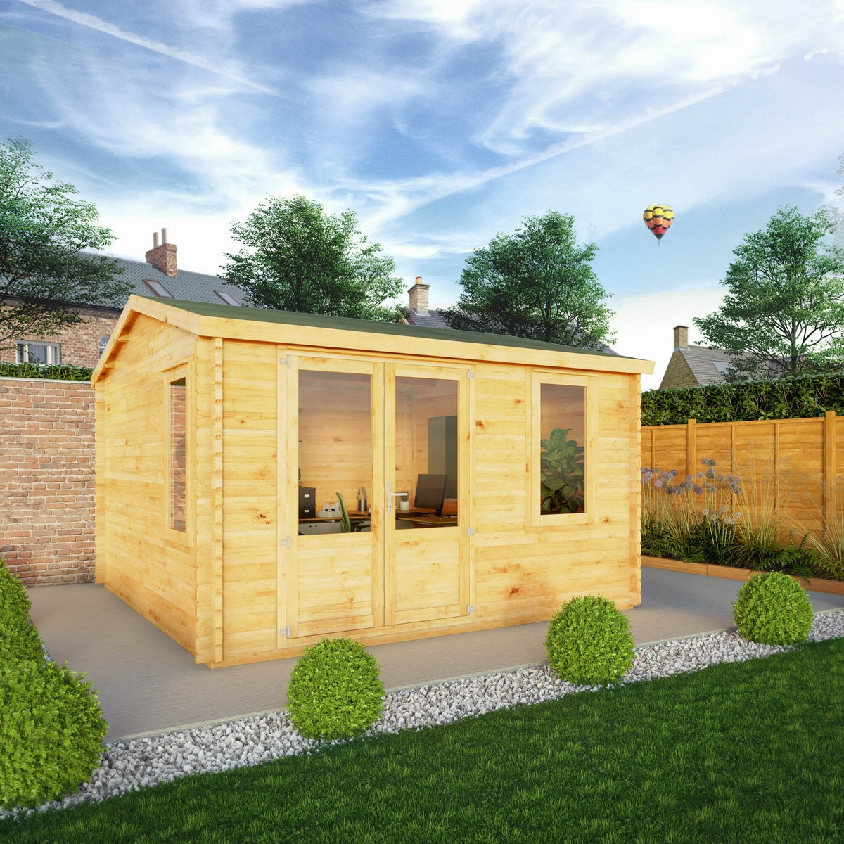 Mercia Elite 13' 7" x 13' 2" Apex Log Cabin - Premium 28mm Cladding Loglap