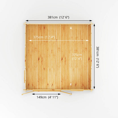 Mercia Elite 13' 7" x 13' 2" Apex Log Cabin - Premium 28mm Cladding Loglap