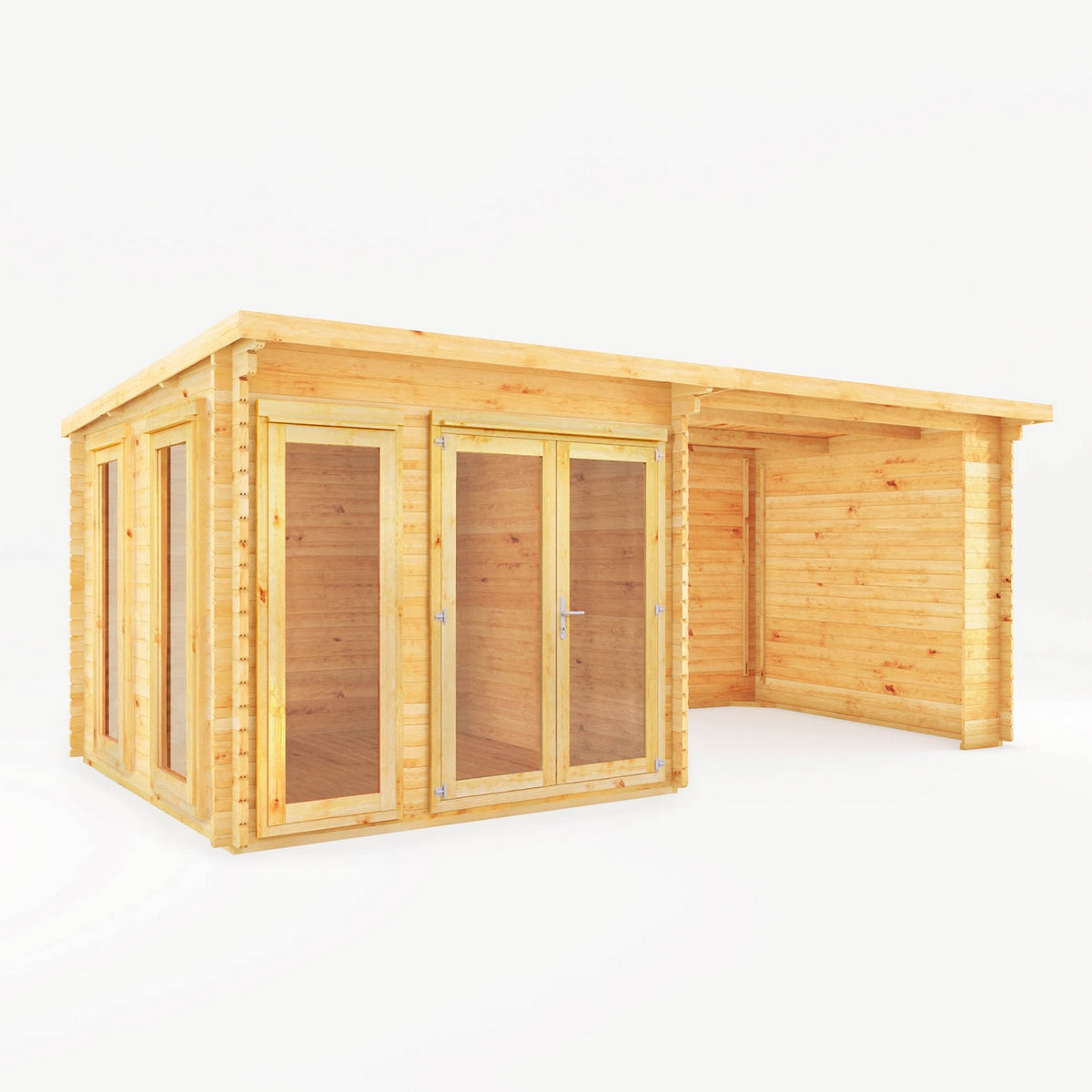 Mercia Studio 10' 11" x 19' 4" Pent Log Cabin - Premium 34mm Cladding Loglap