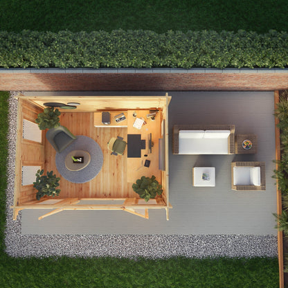 Mercia Studio 9' 3" x 12' 6" Pent Log Cabin - Premium 34mm Cladding Loglap