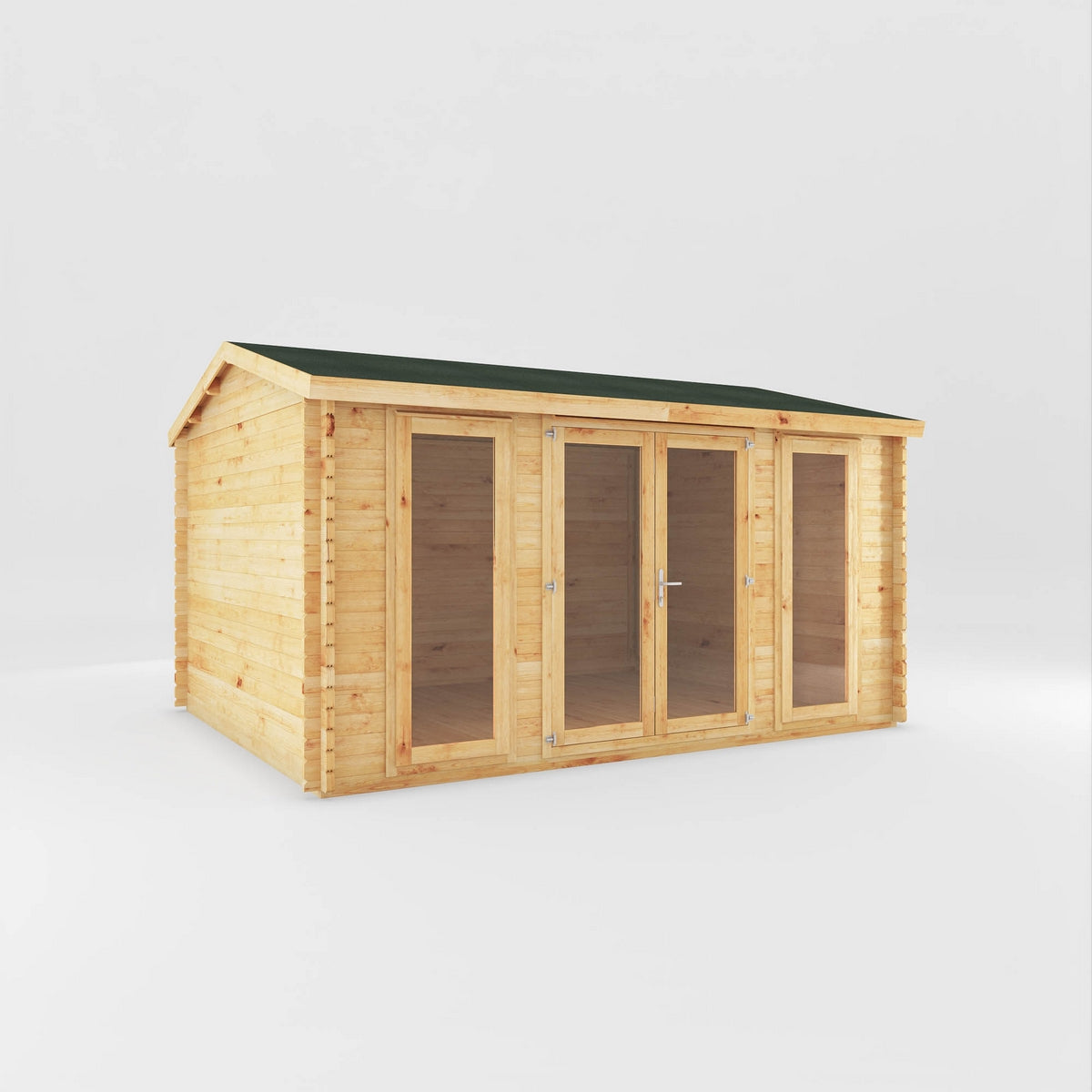 Mercia Studio 11' 11" x 14' 10" Apex Log Cabin - Premium 34mm Cladding Loglap