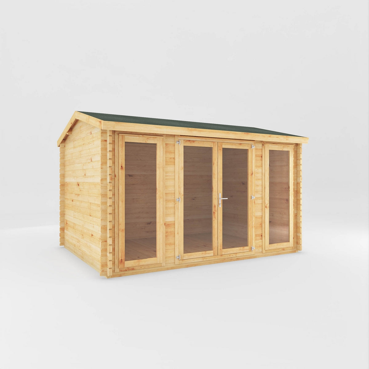 Mercia Studio 10' 3" x 13' 2" Apex Log Cabin - Premium 34mm Cladding Loglap