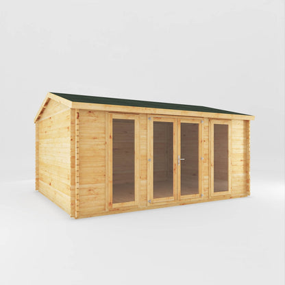 Mercia Studio 13' 7" x 16' 6" Apex Log Cabin - Premium 34mm Cladding Loglap