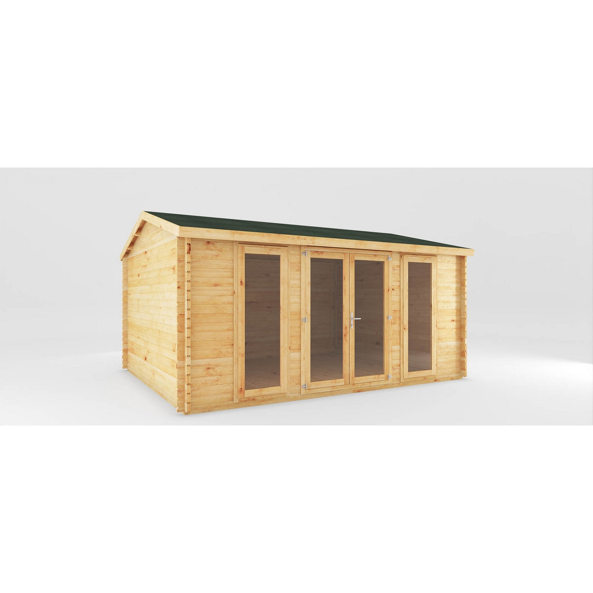 Mercia Studio 13' 7" x 16' 6" Apex Log Cabin - Premium 34mm Cladding Loglap
