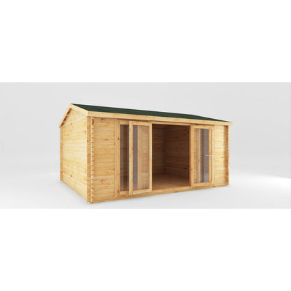 Mercia Studio 13' 7" x 16' 6" Apex Log Cabin - Premium 34mm Cladding Loglap